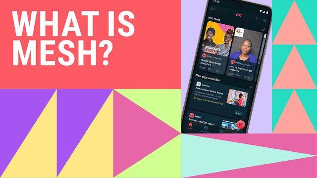 Visual text of What is MESH? alongside a phone displaying MESH feed