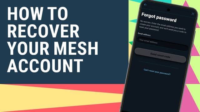 Text visual with a phone on how to recover your MESH account