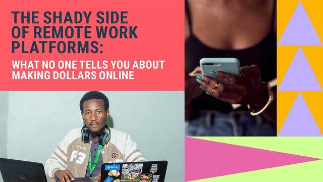 a man using laptop and a lady using a smartphone 