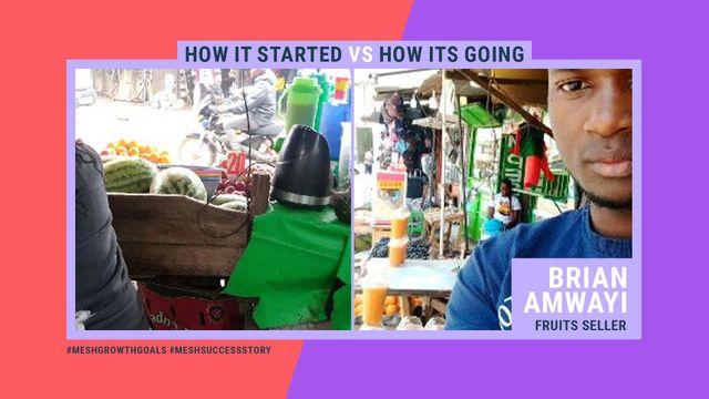 Before and After visual of Brian alongside his fruit stand