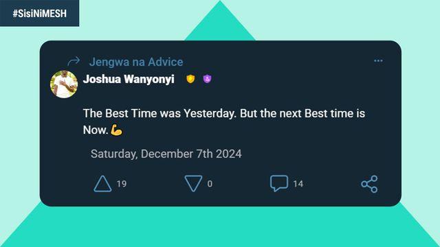 Visual of a screenshot from a post by Joshua Wanyonyi on MESH