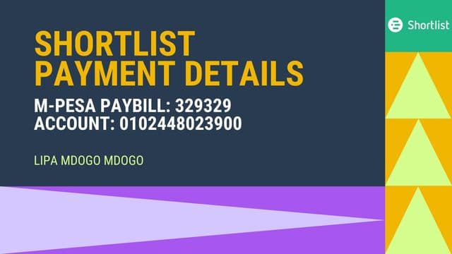 Shortlist payment details
