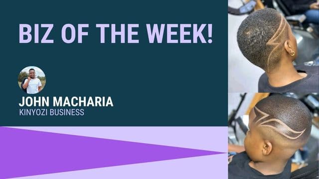 Photo of John Macharia with a visual text of his name
