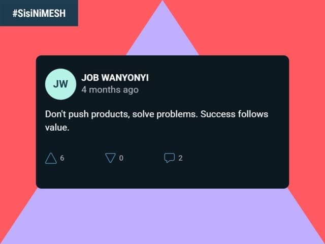 Visual screenshot of Job's post on MESH