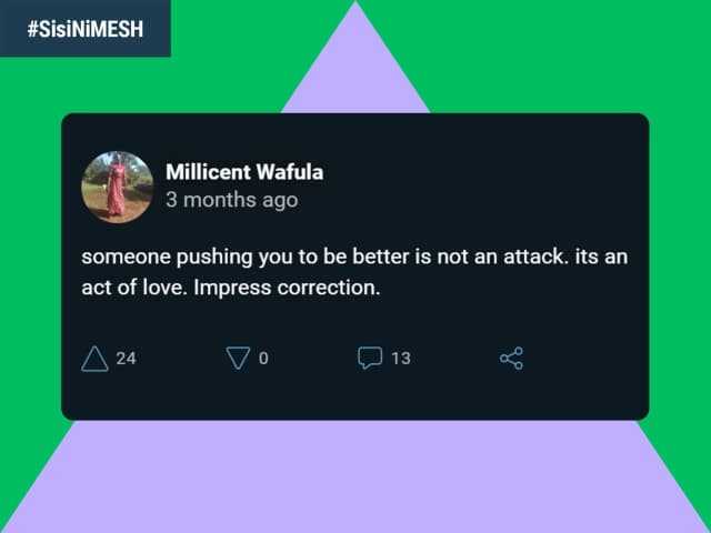 Visual screenshot of Millicent's post on