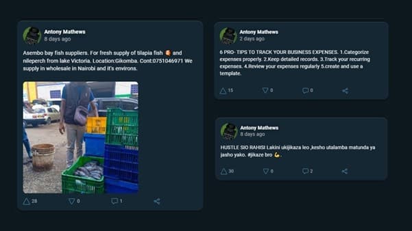 Screenshot of Antony's posts on MESH