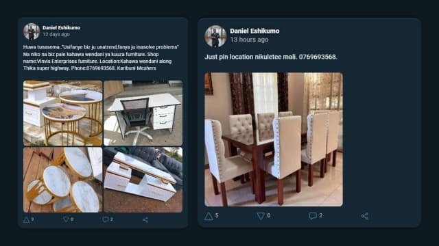 Screenshot of Daniel's posts on MESH