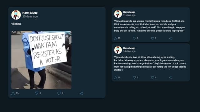 Screenshot of Haram's posts on MESH