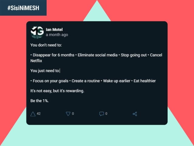 Visual screenshot of Ian's post on MESH