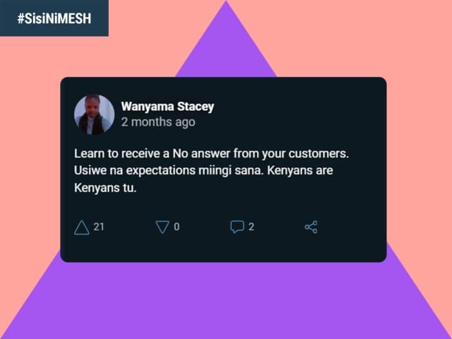 Screenshot of Stacey's post on MESH