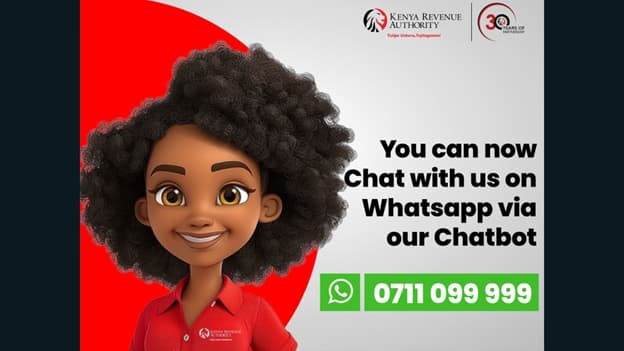 Visual of Shuru chatbot with WhatsApp number and KRA logo
