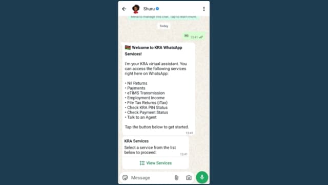 Screenshot of Shuru chatbot on whatsapp