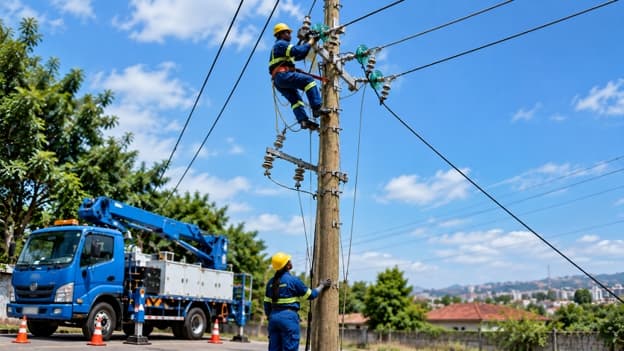 Visual of electrians fixing electricity