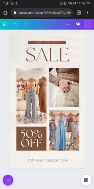 Sale of new arrivals template selected