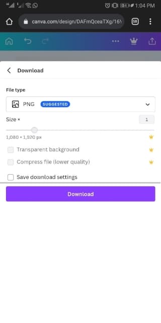image showing download button on canva
