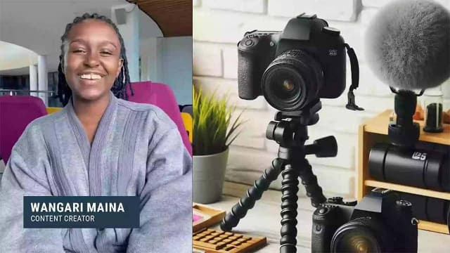 Graphic of creator alongside camera