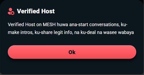 image of a verified host message