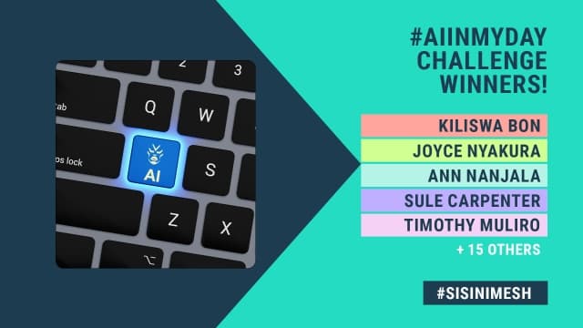 Visual text of top 5 names of challenge winners
