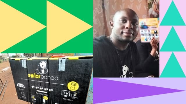Visual of triangle alongside Micah & a sollar panda tv