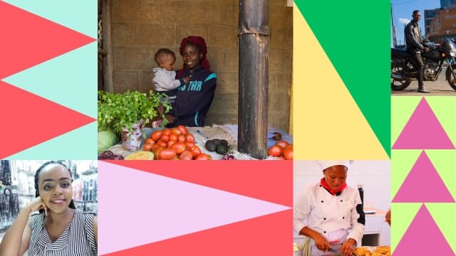 Visual of MESHers in their work places alongside triangles